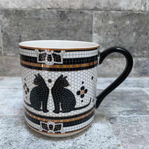 ❤️ ANTHROPOLOGIE BISTRO HALLOWEEN CAT DESSERT PLATE & COFFEE MUG SET NEW - Picture 2 of 8